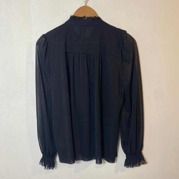 Anthropologie S Black Sheer Peasant Top Ruffle Goth Romantic‎ Dark Academia Boho - Picture 8 of 9
